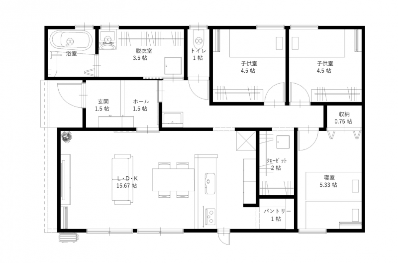 吉井町直谷 建売住宅A 平面図