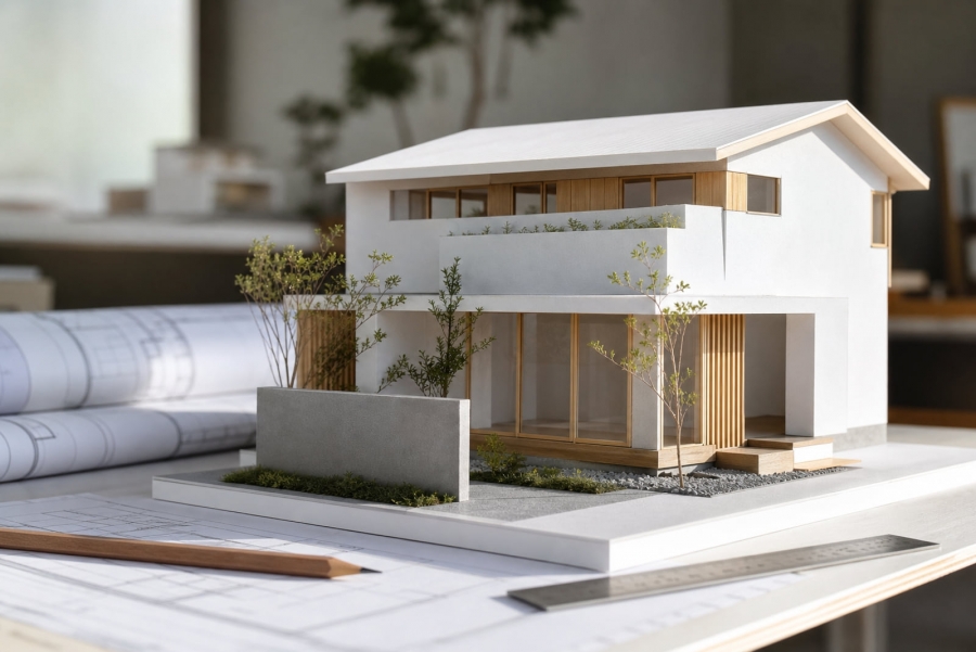 建築家が設計した住まいの模型と図面